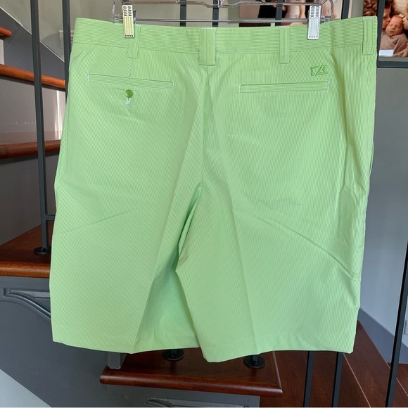 NWT Cutter & Buck Golf Shorts green pinstriped size 36 DryTech - Picture 4 of 14
